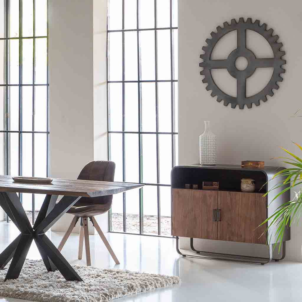 🪵 APARADOR DUNA 90 – MADERA DE ABETO + METAL NEGRO · ESTILO INDUSTRIAL
