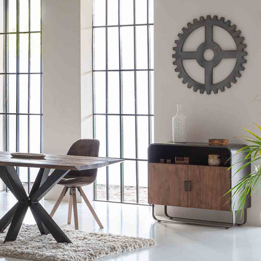 🪵 APARADOR DUNA 90 – MADERA DE ABETO + METAL NEGRO · ESTILO INDUSTRIAL