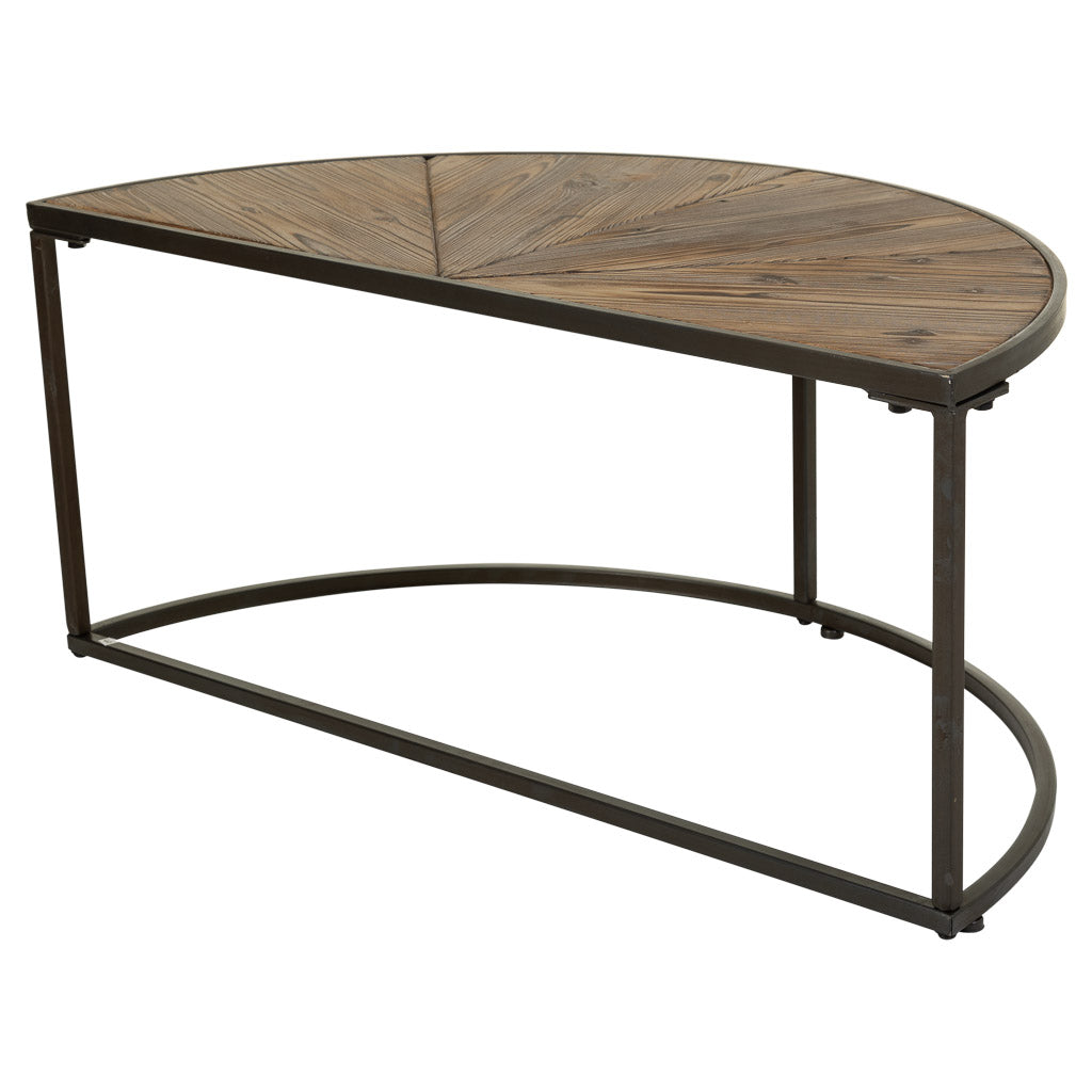 ☕ SET 2 MESAS DE CENTRO DUNA – MADERA DE ABETO + METAL · DISEÑO SEMICIRCULAR · ESTILO INDUSTRIAL