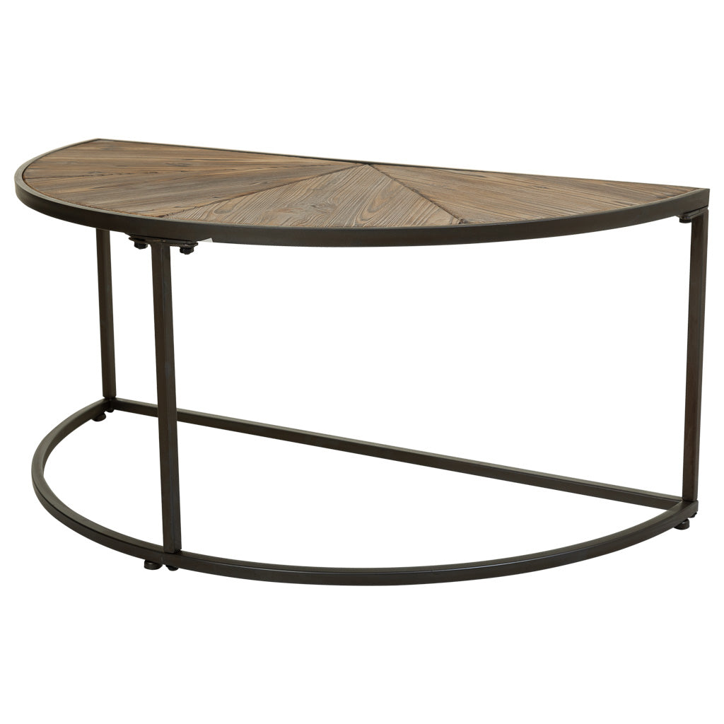 ☕ SET 2 MESAS DE CENTRO DUNA – MADERA DE ABETO + METAL · DISEÑO SEMICIRCULAR · ESTILO INDUSTRIAL
