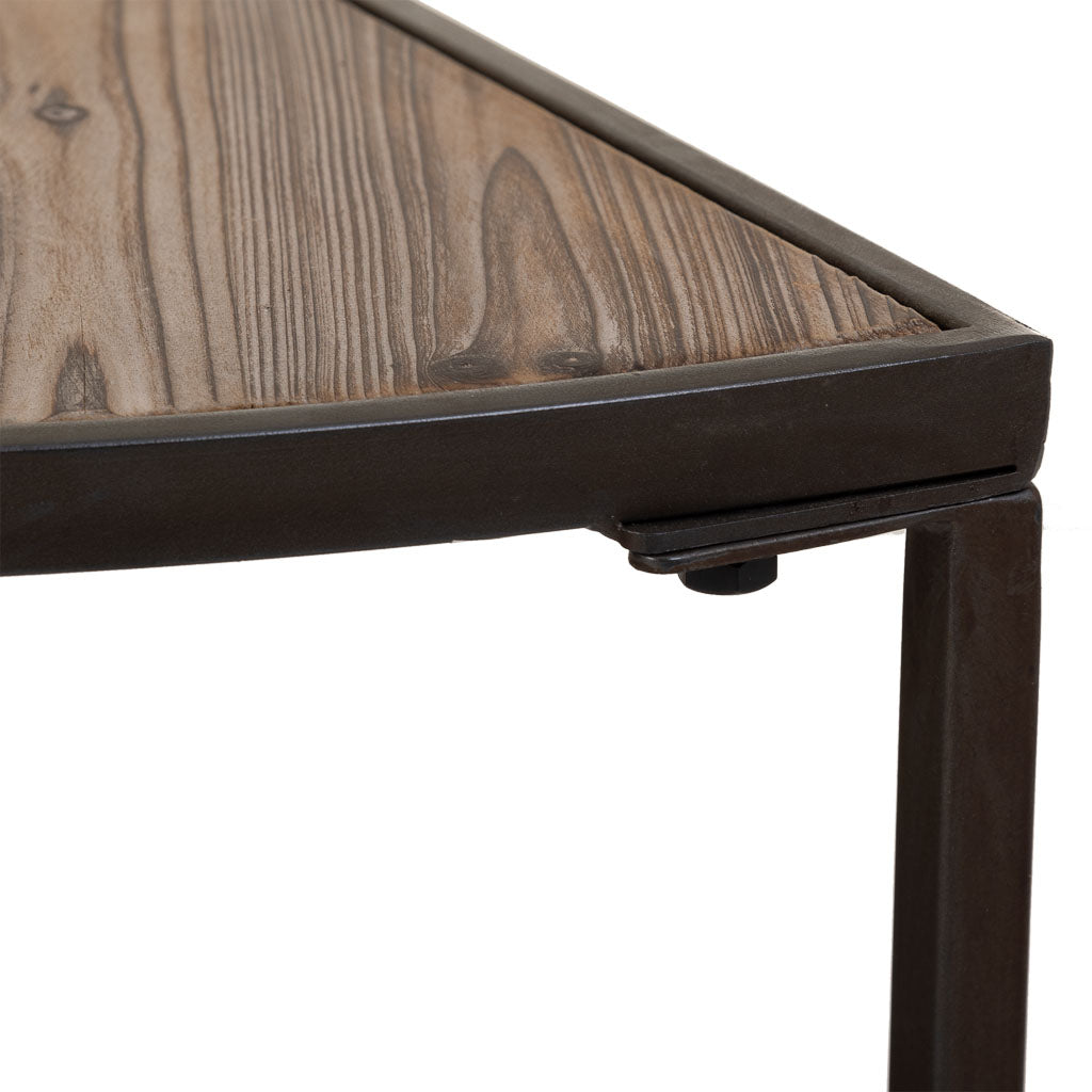 ☕ SET 2 MESAS DE CENTRO DUNA – MADERA DE ABETO + METAL · DISEÑO SEMICIRCULAR · ESTILO INDUSTRIAL