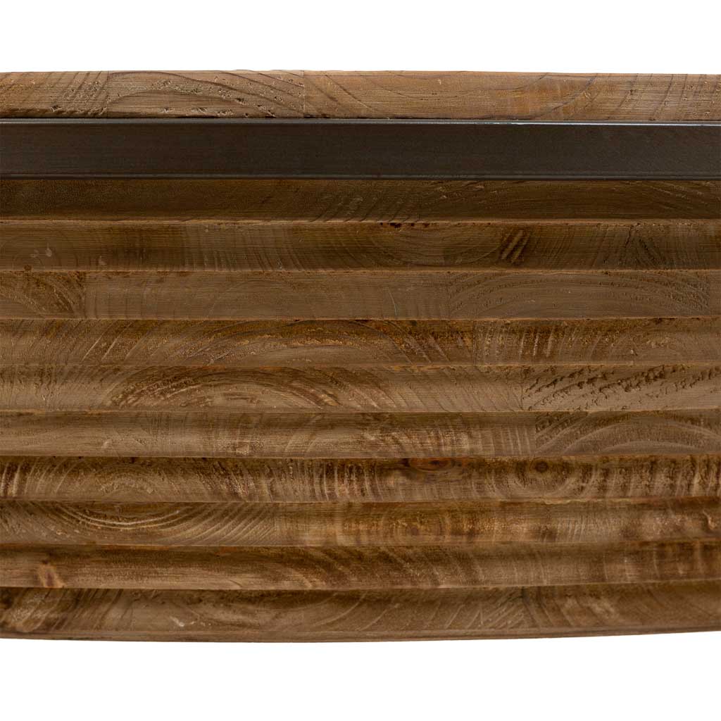 ☕ MESA DE CENTRO DUNA 102 – MADERA + METAL + CRISTAL · REDONDA · ESTILO INDUSTRIAL