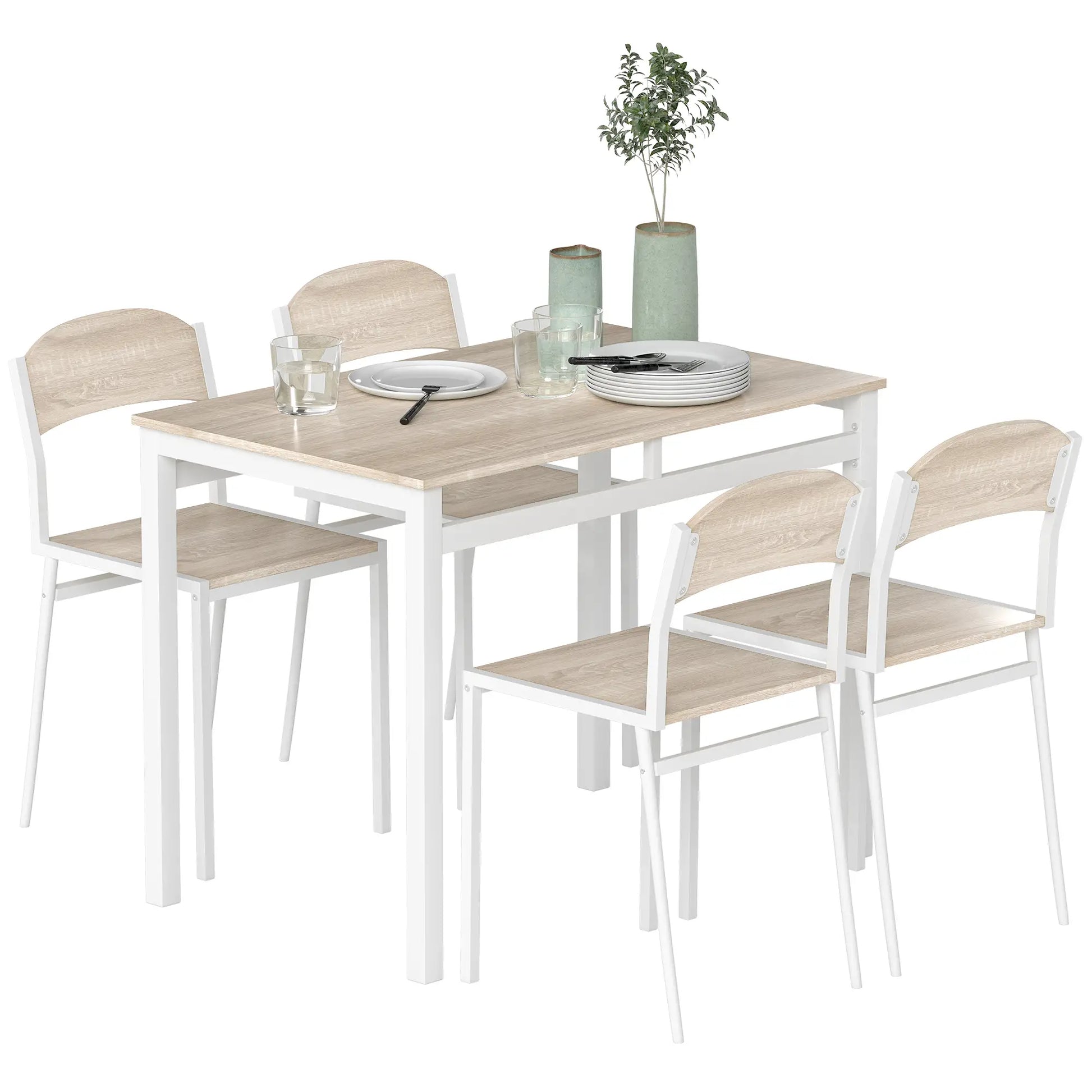 JUEGO DE MESA Y 4 SILLAS DE COMEDOR ESTILO MODERNO BLANCO – MODELO NORDIC image 1