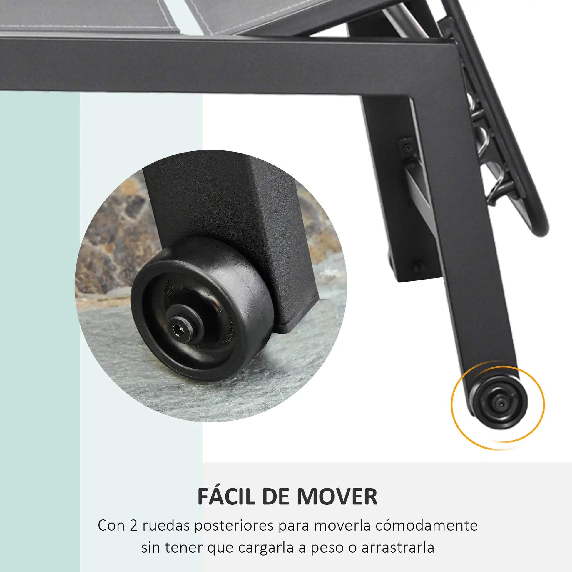 TUMBONA DE JARDÍN RECLINABLE ALUMINIUM RELAX PRO · CON RUEDAS image 7