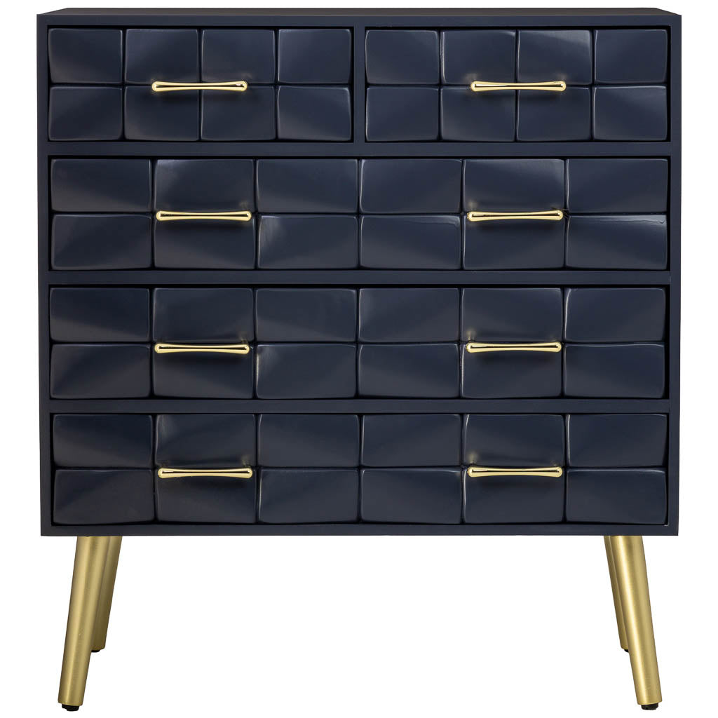 🖤 CÓMODA DE MADERA NEGRA “SKY” – DISEÑO ACOLCHADO Y DETALLES DORADOS