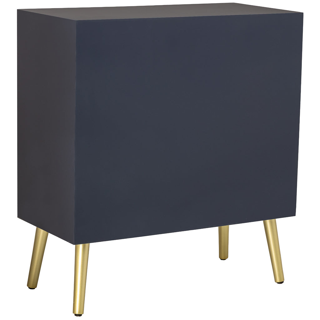 🖤 CÓMODA DE MADERA NEGRA “SKY” – DISEÑO ACOLCHADO Y DETALLES DORADOS