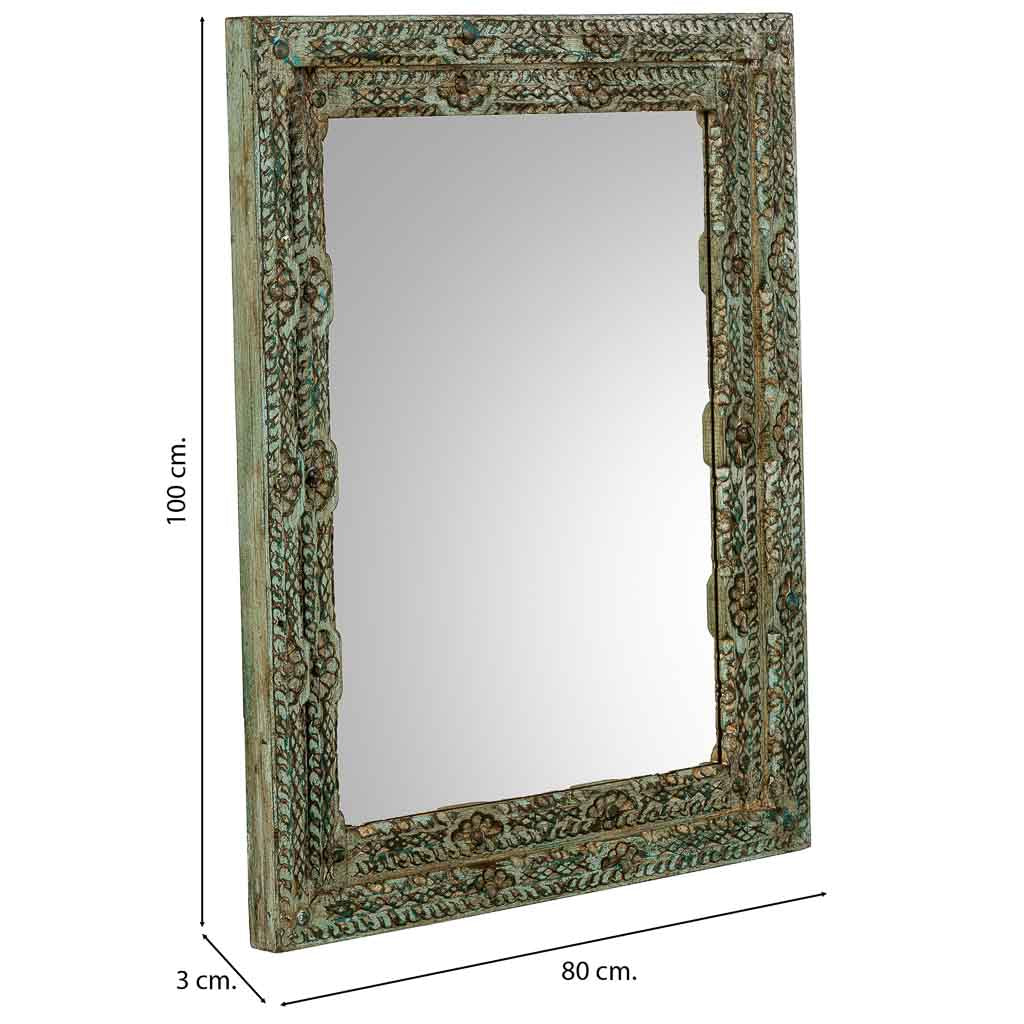 ESPEJO DALIAN ARTESANAL VERDE AGUAMARINA DE MADERA image 1