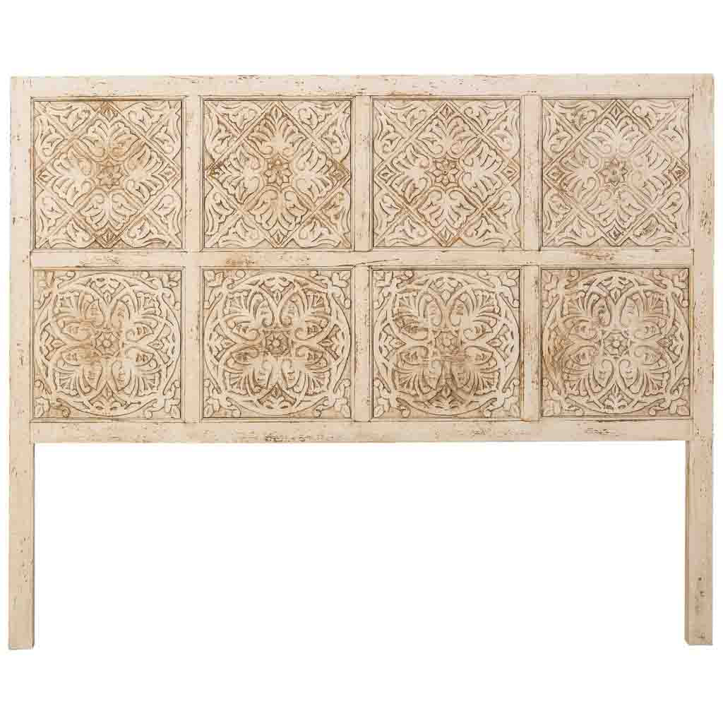 CABECERO DALIAN ARTESANAL BLANCO DE MADERA MACIZA 130 image 2