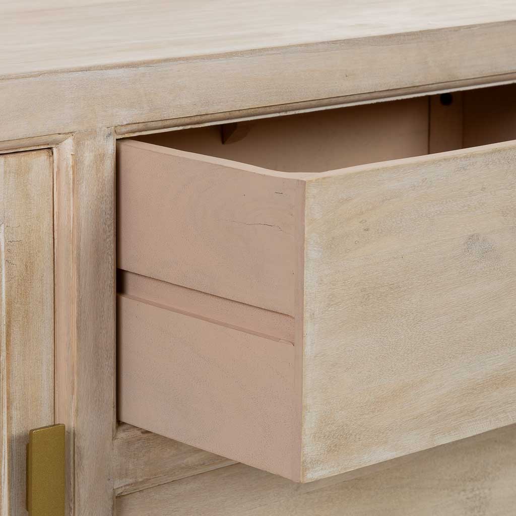 MUEBLE BAJO ALMA DE MADERA BLANCA 2 PUERTAS + 2 CAJONES image 4