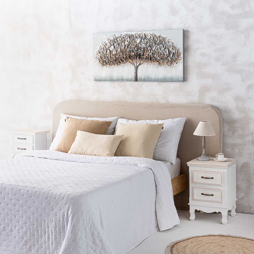 🤍 MESITA DE NOCHE “ALBA” – 2 CAJONES, ESTILO ROMÁNTICO EN BLANCO