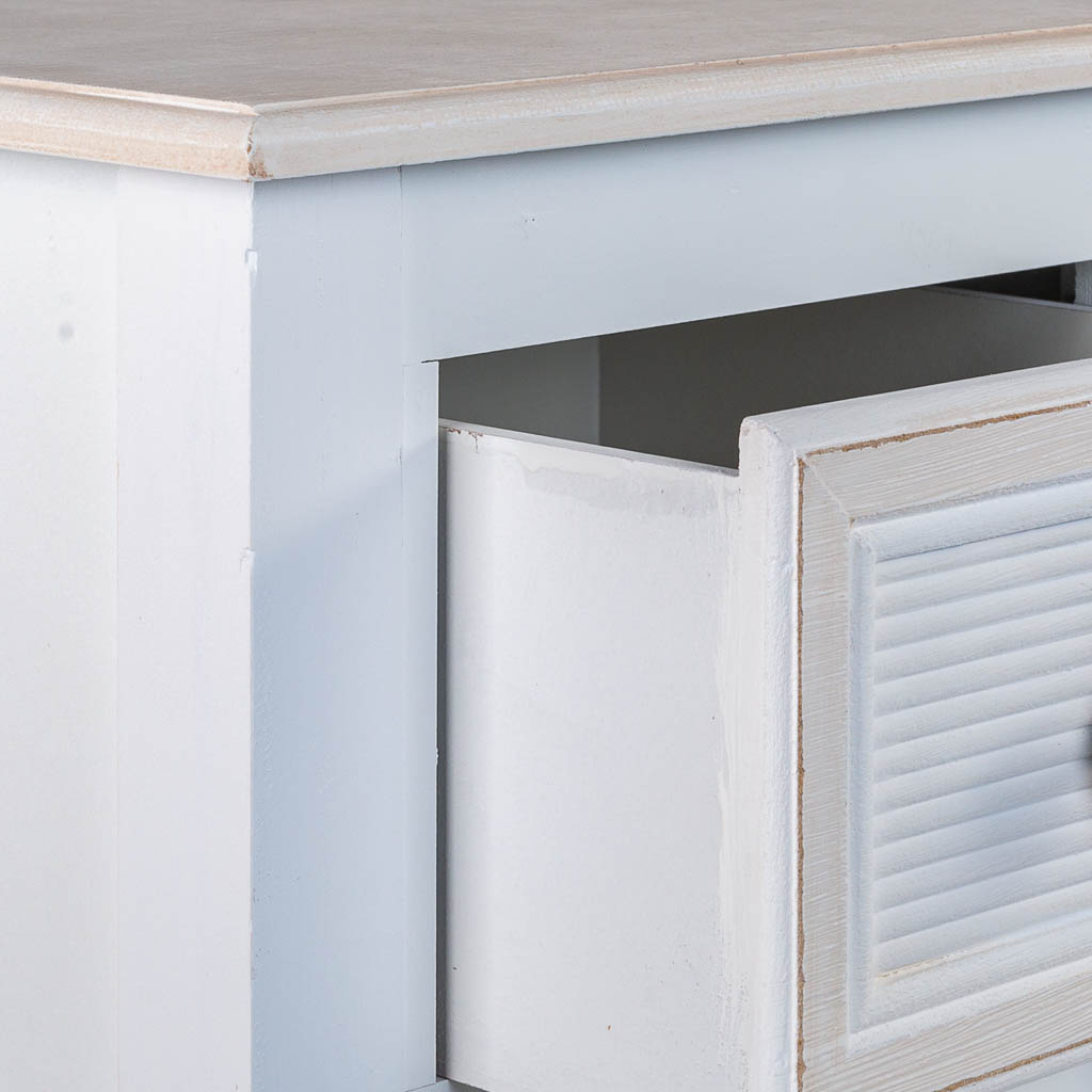 🤍 MESITA DE NOCHE “ALBA” – 1 CAJÓN, ESTILO ROMÁNTICO EN BLANCO