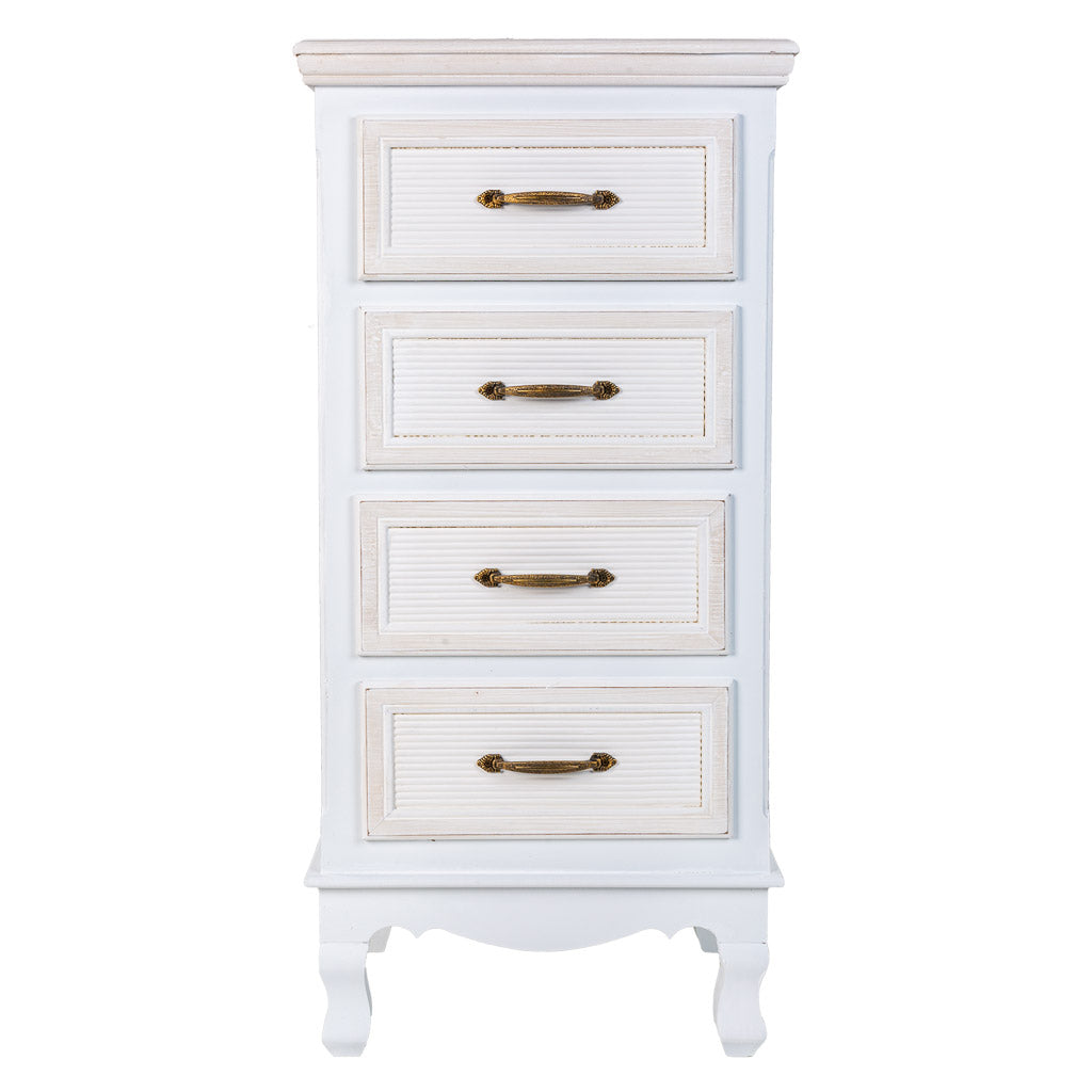 🌸 Sinfonier ALBA de 4 Cajones – Blanco | Estilo Romántico | JAM MUEBLES