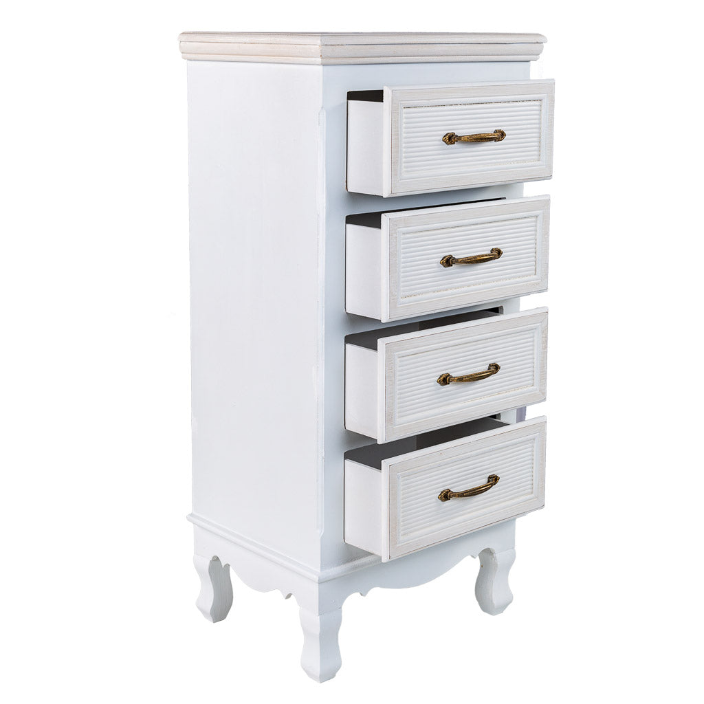 🌸 Sinfonier ALBA de 4 Cajones – Blanco | Estilo Romántico | JAM MUEBLES