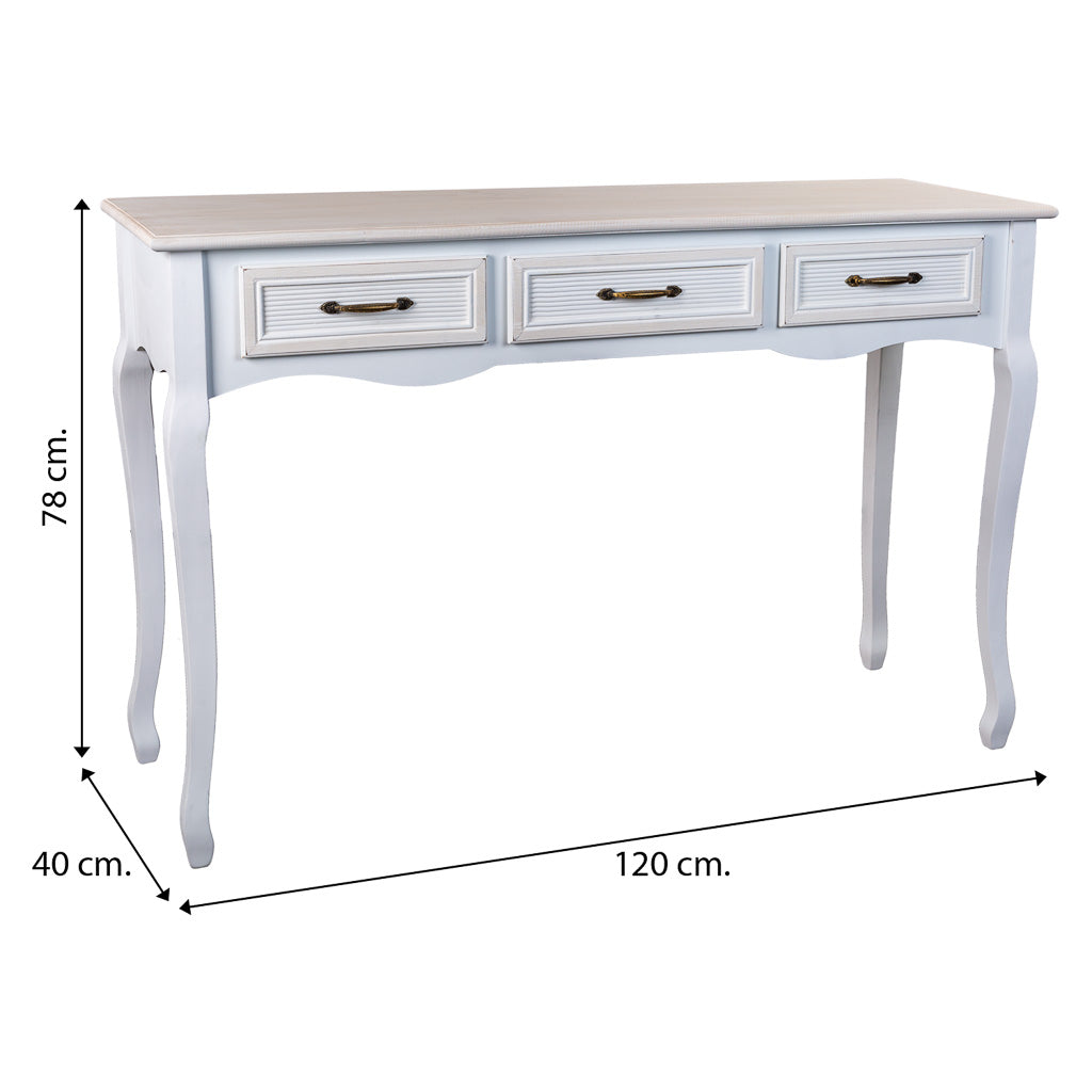 🌸 Recibidor ALBA de 3 Cajones – Blanco | Estilo Romántico | JAM MUEBLES