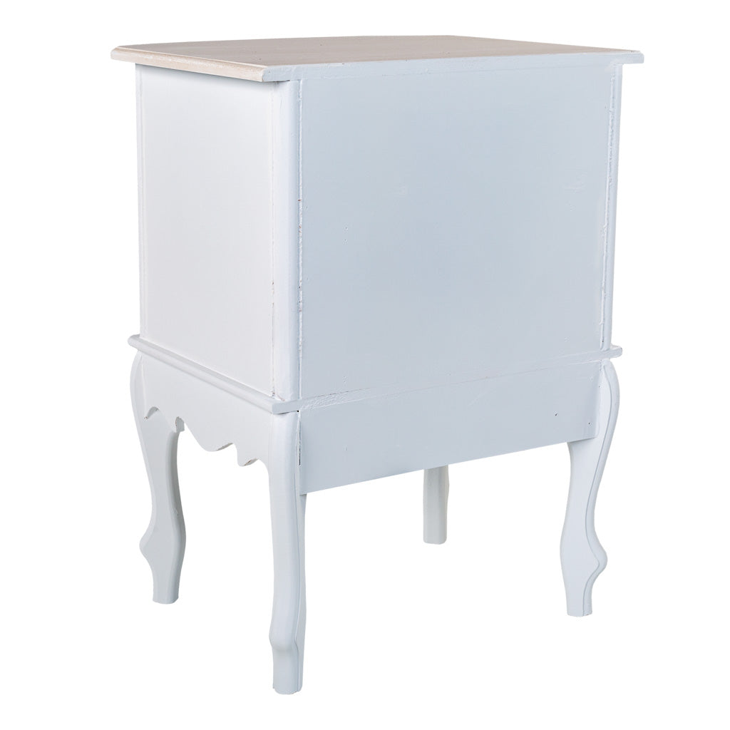 🌸 Mesita de Noche ALBA de 2 Cajones – Blanca | Estilo Romántico | JAM MUEBLES
