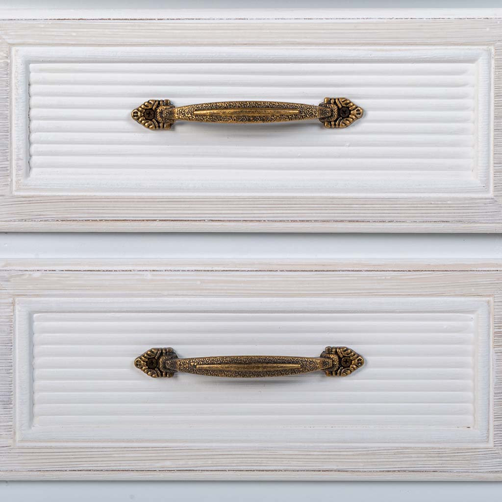 🌸 Mesita de Noche ALBA de 2 Cajones – Blanca | Estilo Romántico | JAM MUEBLES