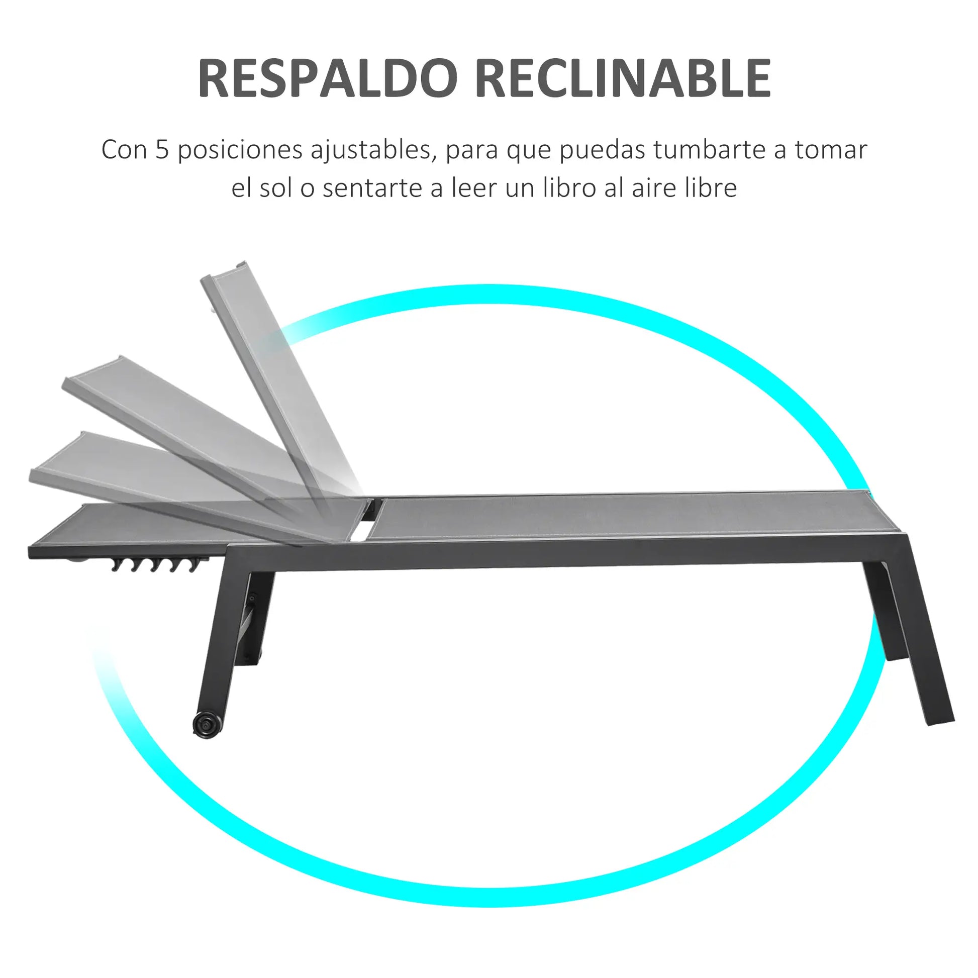 TUMBONA DE JARDÍN RECLINABLE ALUMINIUM RELAX PRO · CON RUEDAS image 6