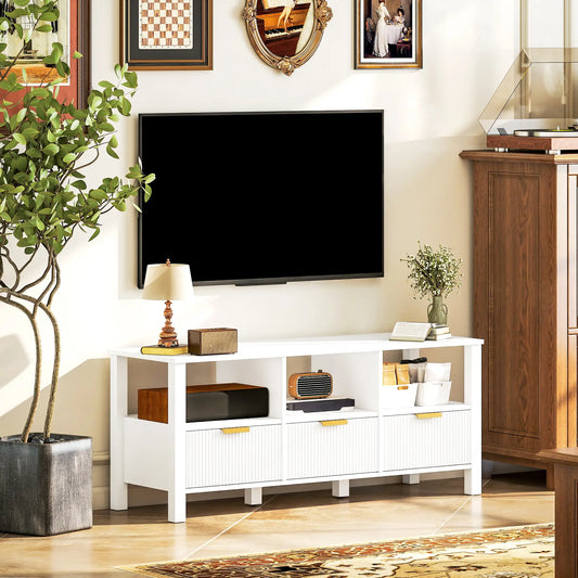 MUEBLE TV DISEÑO ESTRIADO 120 CM BLANCO & DORADO image 0