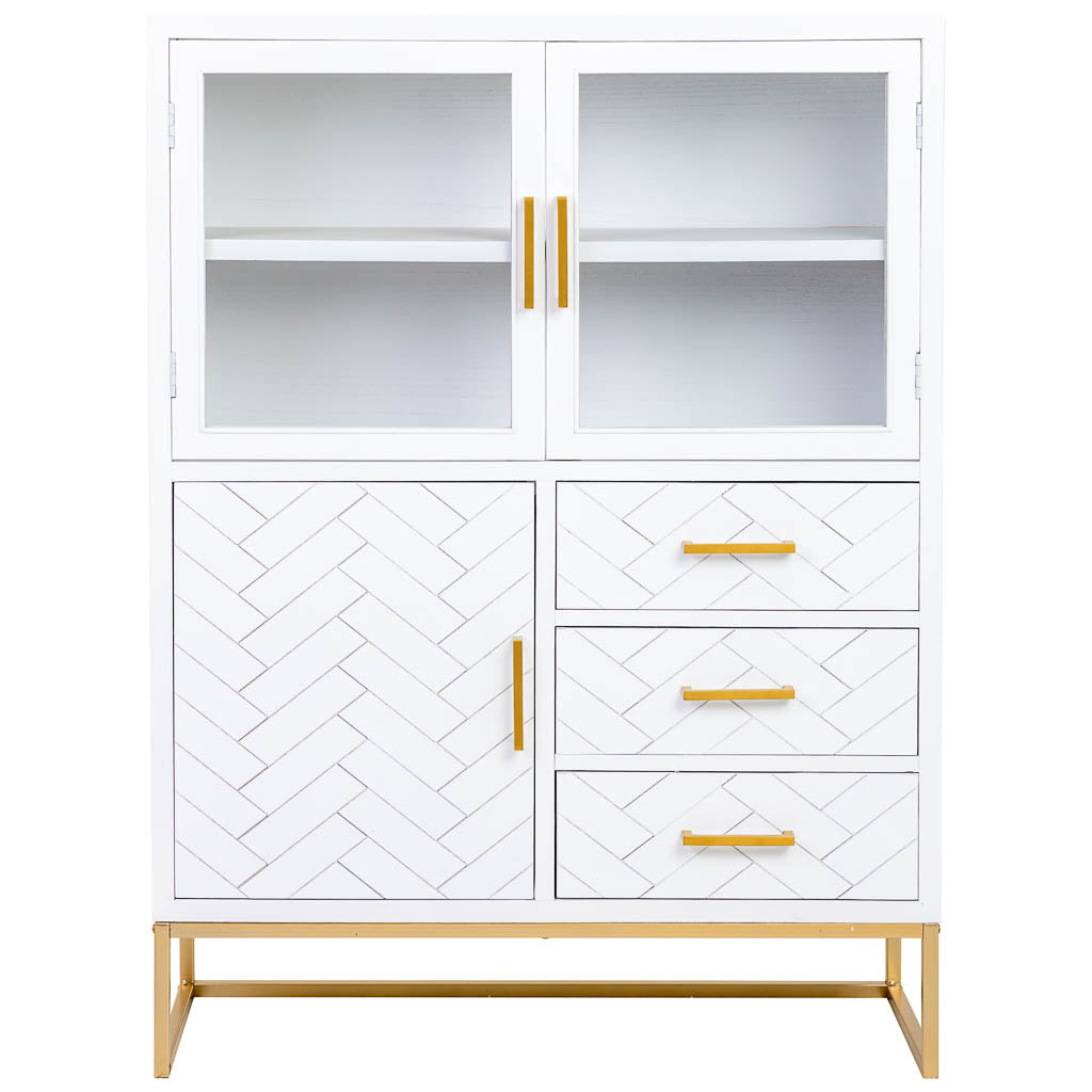 VITRINA MARTA DE MADERA BLANCA 3 PUERTAS Y 3 CAJONES image 2