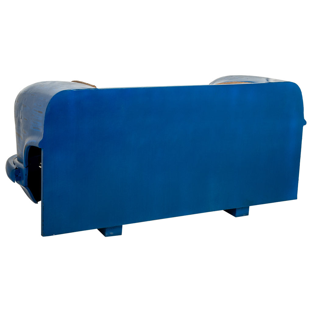 SOFÁ COCHE INDUSTRIAL AZUL & CUERO MARRÓN image 7