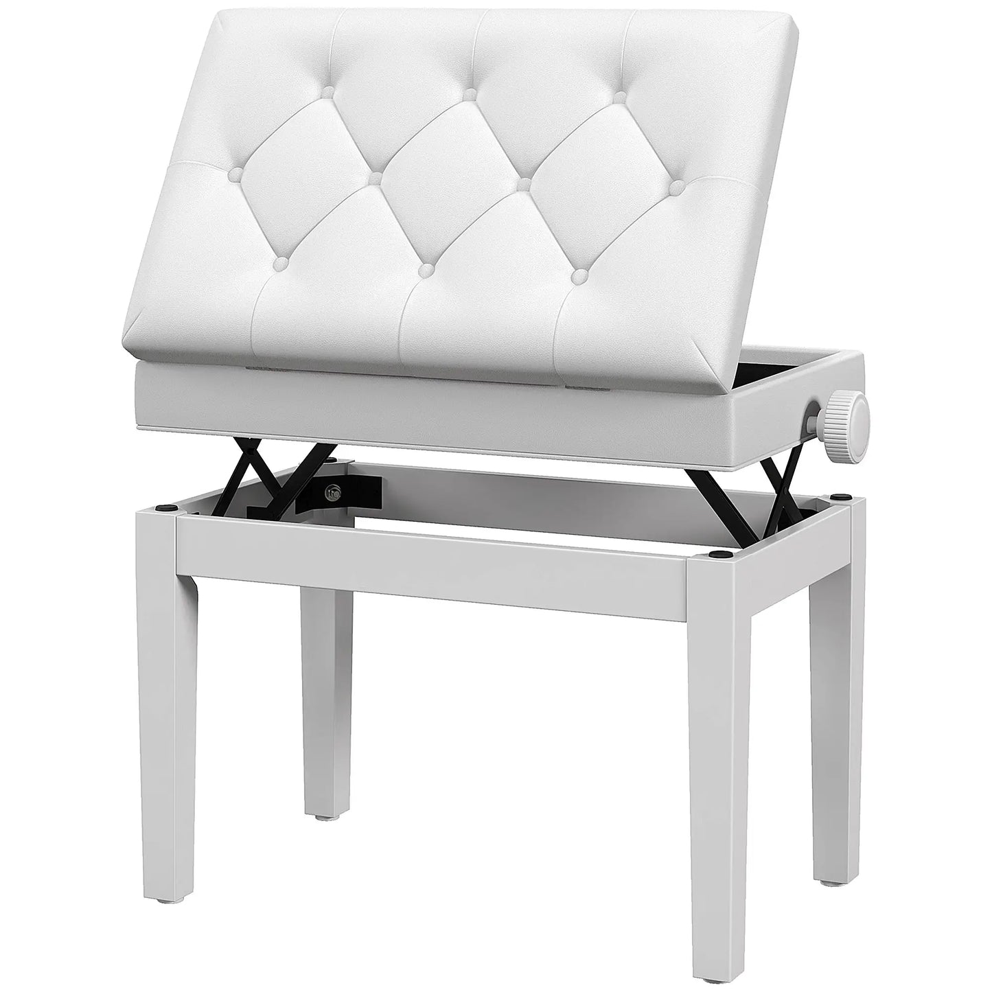 BANQUETA DE PIANO HARMONY LIFT BLANCA AJUSTABLE CON ALMACENAJE image 8
