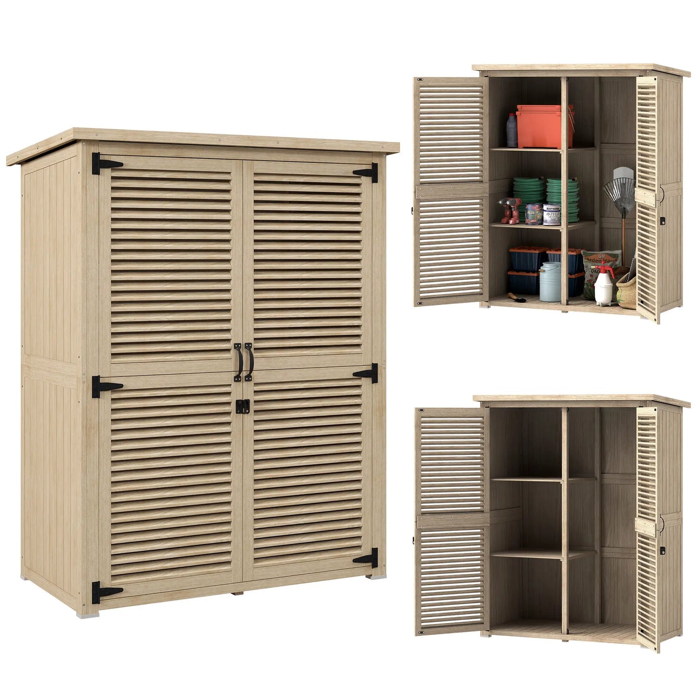 ARMARIO DE JARDÍN NATUREBOX – MADERA NATURAL CON PUERTAS DE PERSIANA image 8