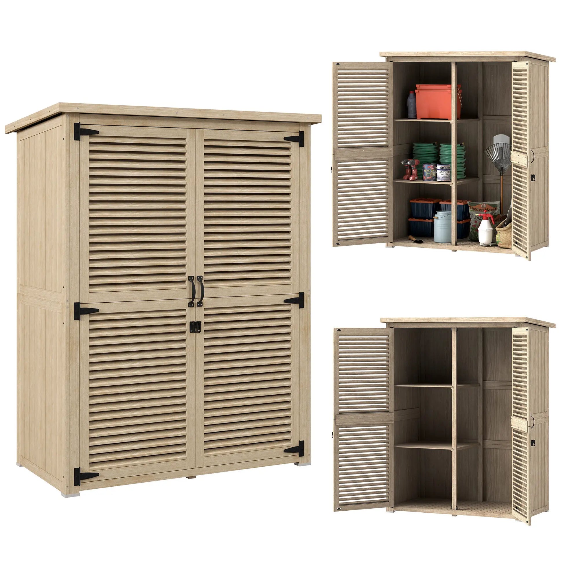 ARMARIO DE JARDÍN NATUREBOX – MADERA NATURAL CON PUERTAS DE PERSIANA image 8
