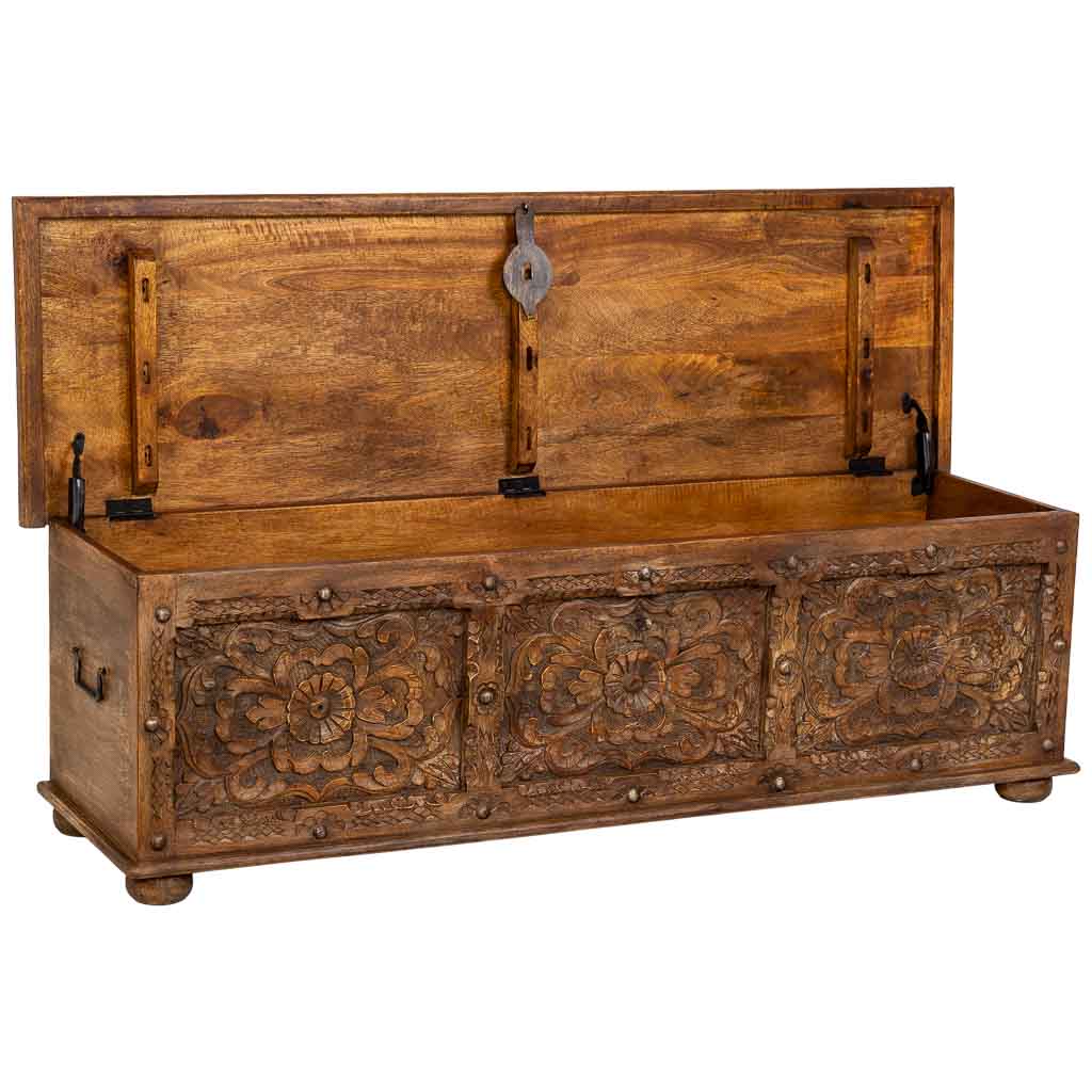 MUEBLE BAÚL BAJO DALIAN ARTESANAL DE MADERA MACIZA image 1