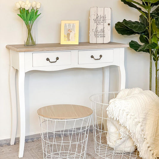 CONSOLA RETRO BLANCA “COUNTRY CHIC DOUBLE DRAWER” image 0