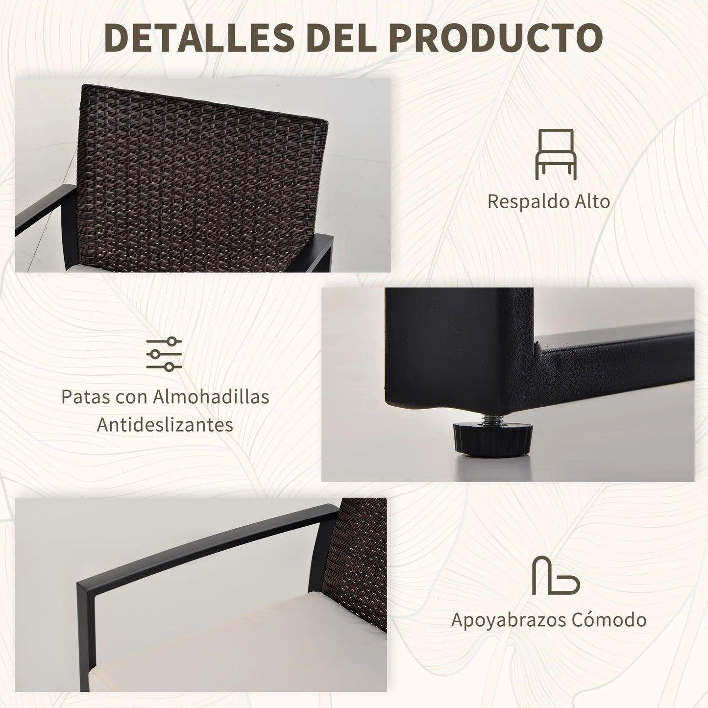 CONJUNTO DE JARDÍN RATÁN TERRACE RELAX 3 PIEZAS image 4