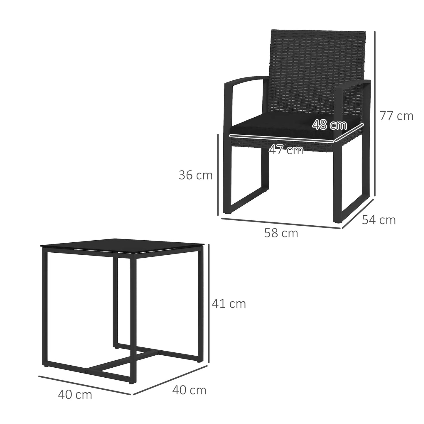 CONJUNTO DE JARDÍN BISTRÓ NERO – RATÁN SINTÉTICO CON MESA Y 2 SILLAS image 5