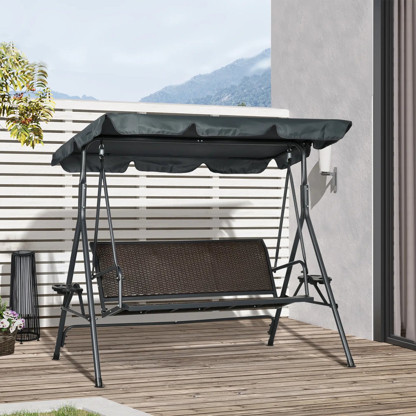 COLUMPIO DE JARDÍN 3 PLAZAS CON TOLDO AJUSTABLE RELAX GARDEN PRO image 0