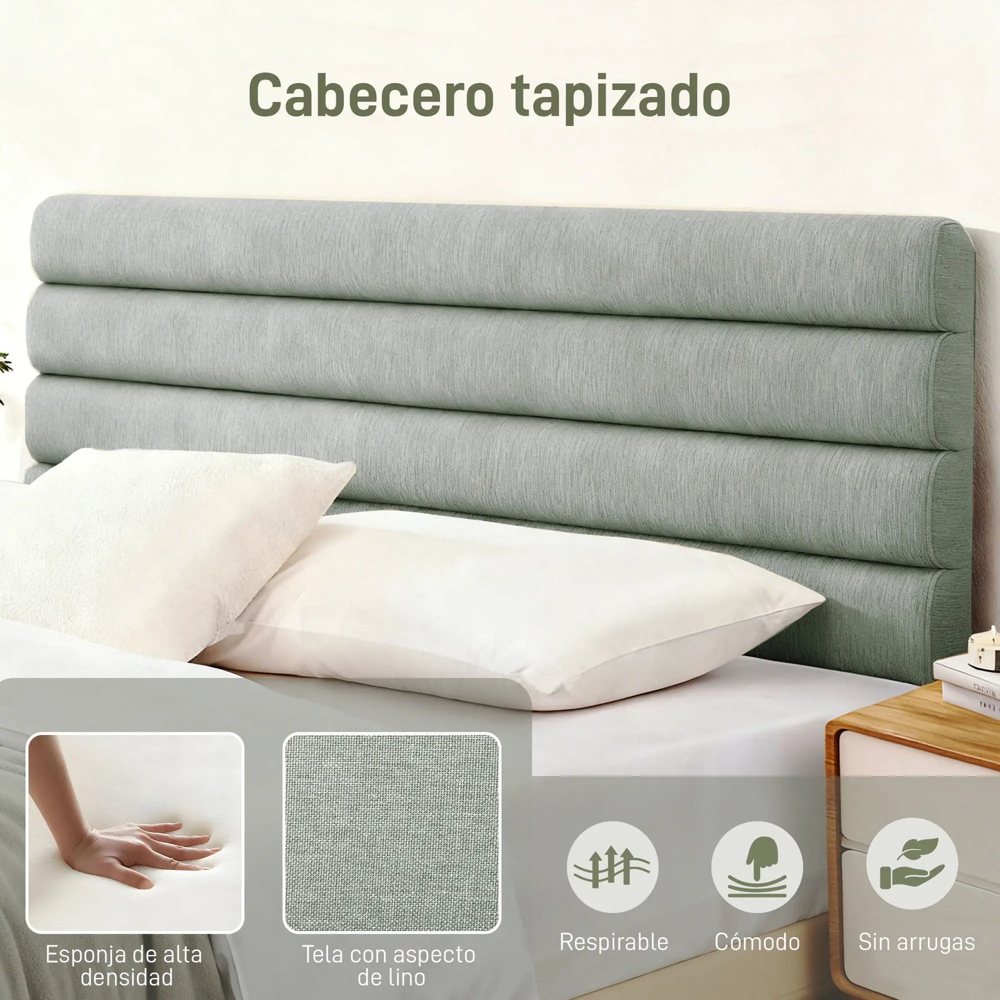 CABECERO DE CAMA LINO GRIS AJUSTABLE 140 CM image 1