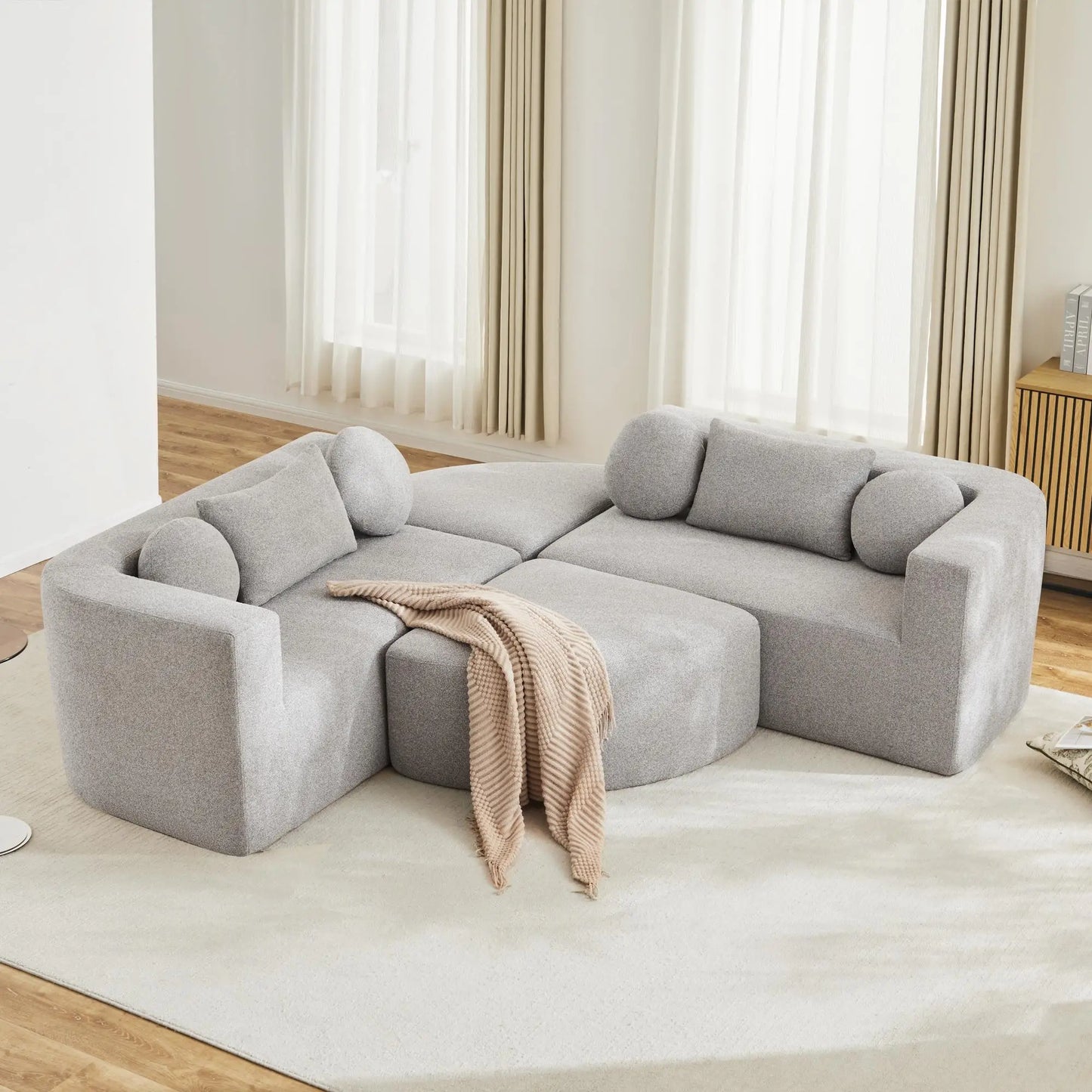 🛋️ SOFÁ CAMA MODULAR “CLOUD” – CHENILLA, ESPUMA DE ALTA ELASTICIDAD Y MUELLES ENSACADOS