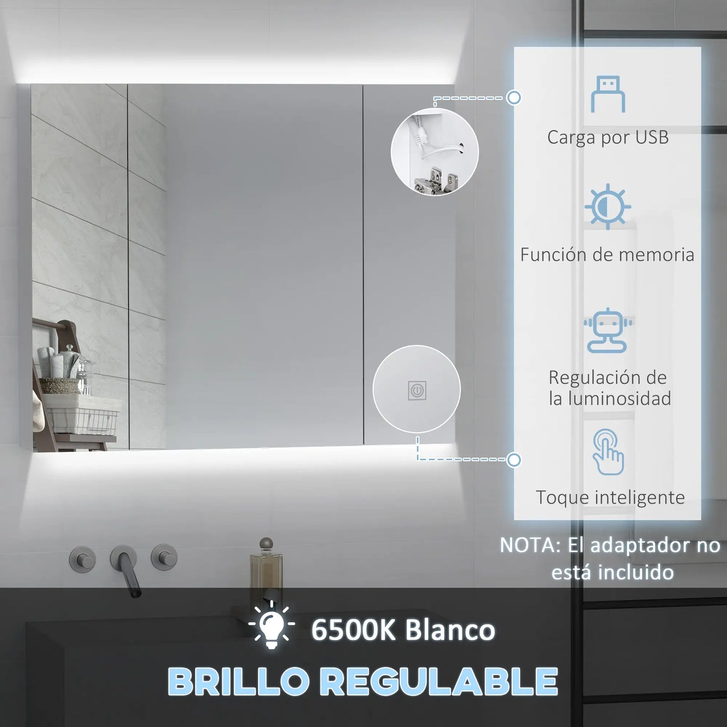 ARMARIO DE BAÑO CON ESPEJO LED LUMIARIS 90 image 1