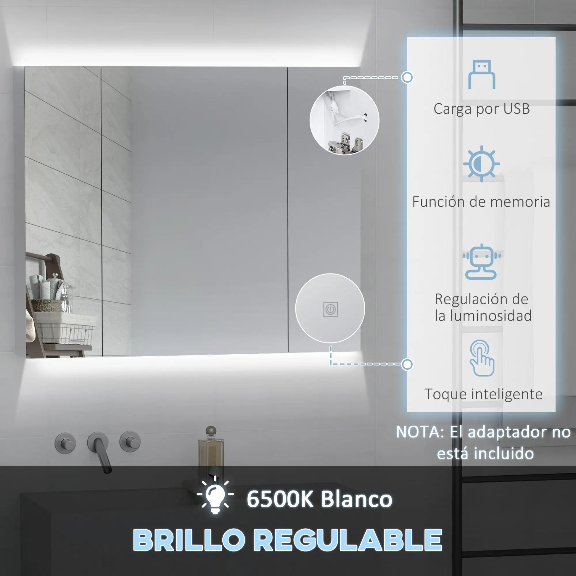 ARMARIO DE BAÑO CON ESPEJO LED LUMIARIS 90 image 1