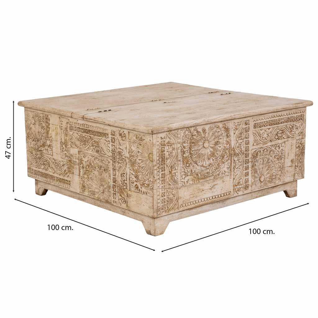 MESA DE CENTRO DALIAN ARTESANAL BLANCO ENVEJECIDO image 3