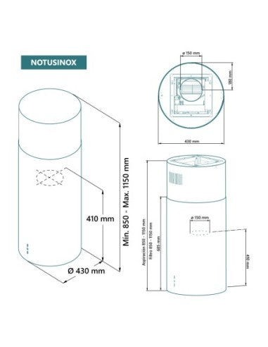 Campana Johnson de isla cilíndrica Inox image 1