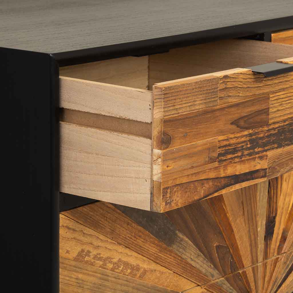 CÓMODA TAKI DE MADERA RECUPERADA NEGRA 5 CAJONES image 4