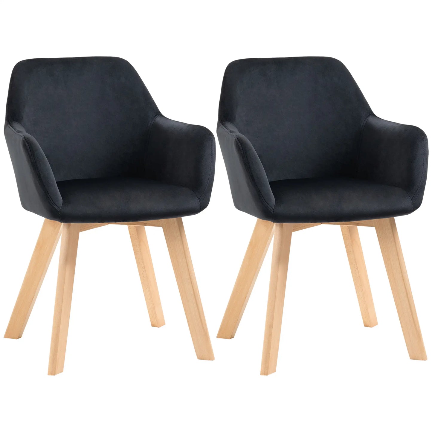 JUEGO DE 2 SILLAS DE COMEDOR MODERNAS TAPIZADAS EN TERCIOPELO – COLOR NEGRO image 5