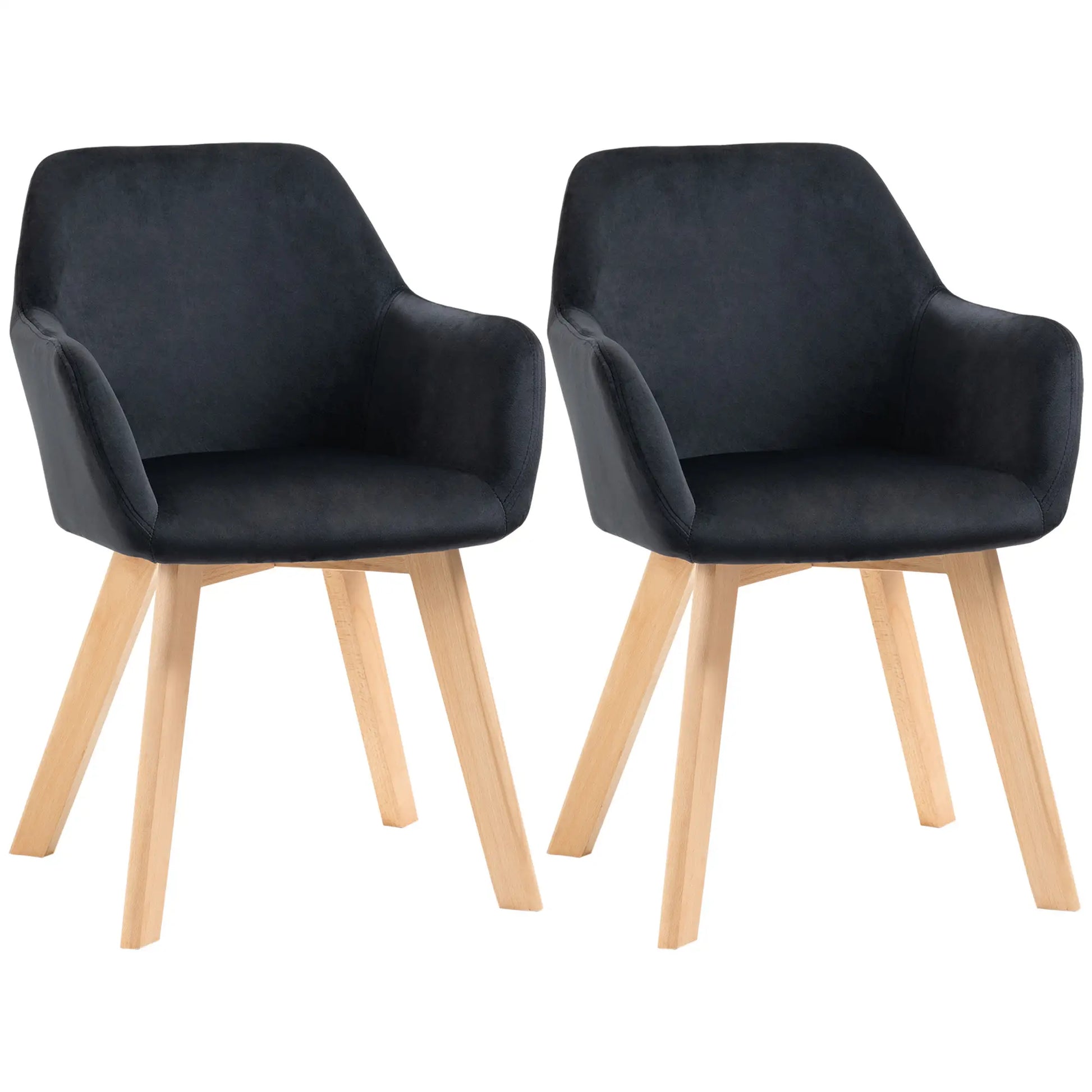 JUEGO DE 2 SILLAS DE COMEDOR MODERNAS TAPIZADAS EN TERCIOPELO – COLOR NEGRO image 5