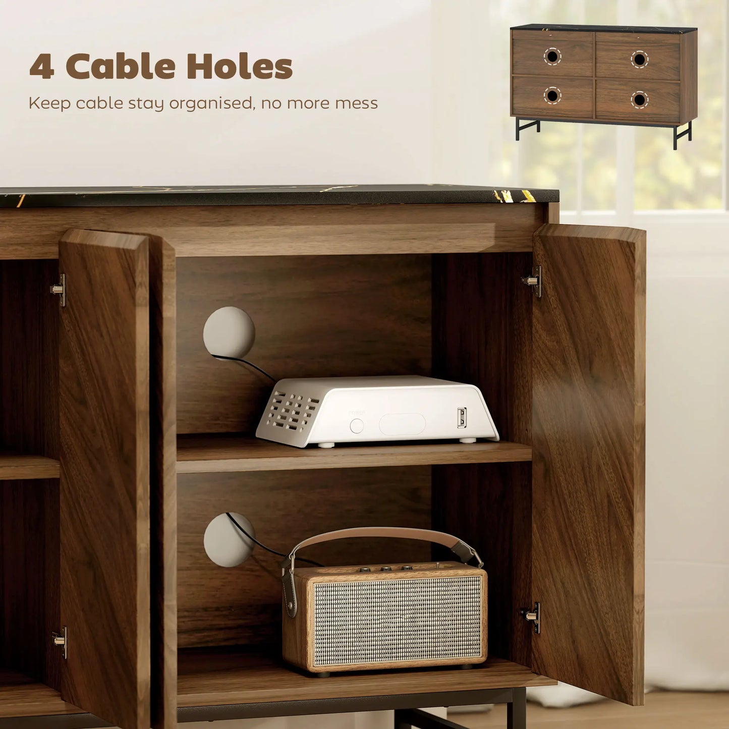 Mueble TV Nogal 120 cm con Tablero Efecto Mármol image 4