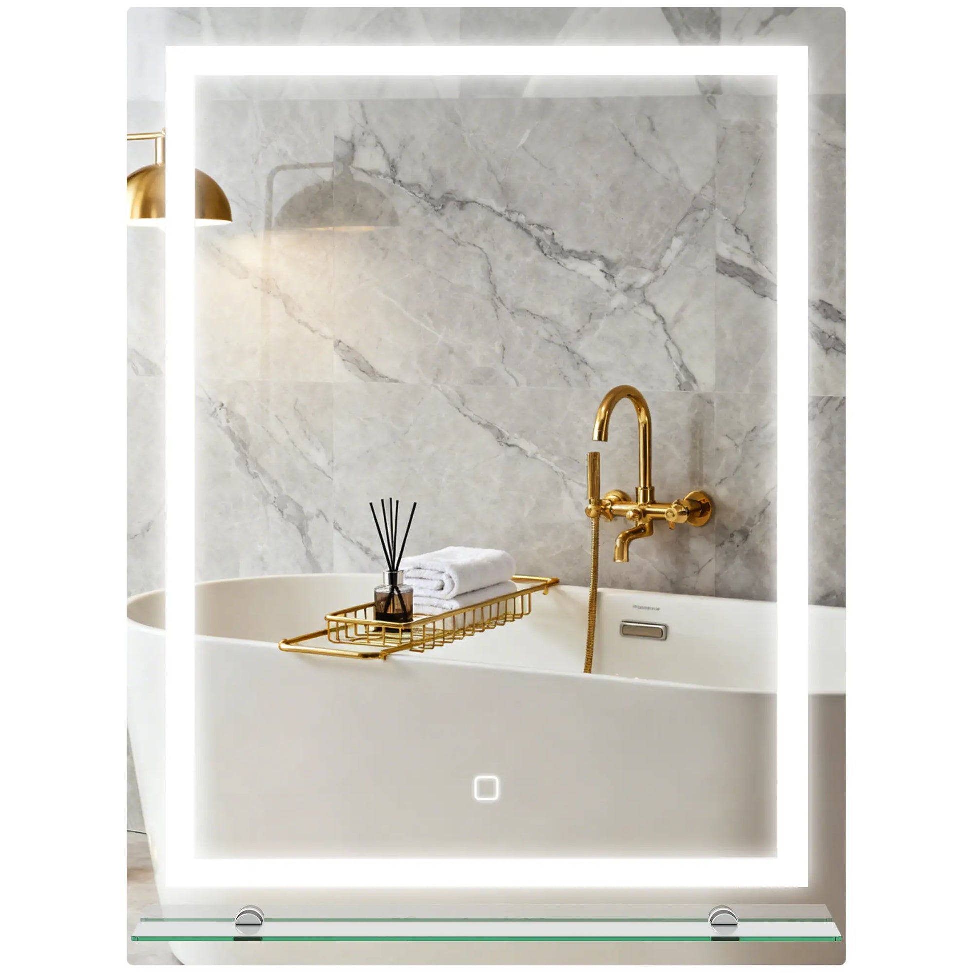 ESPEJO DE BAÑO LED AURION SHELF 60X80 CON ESTANTE DE VIDRIO Y MEMORIA image 3