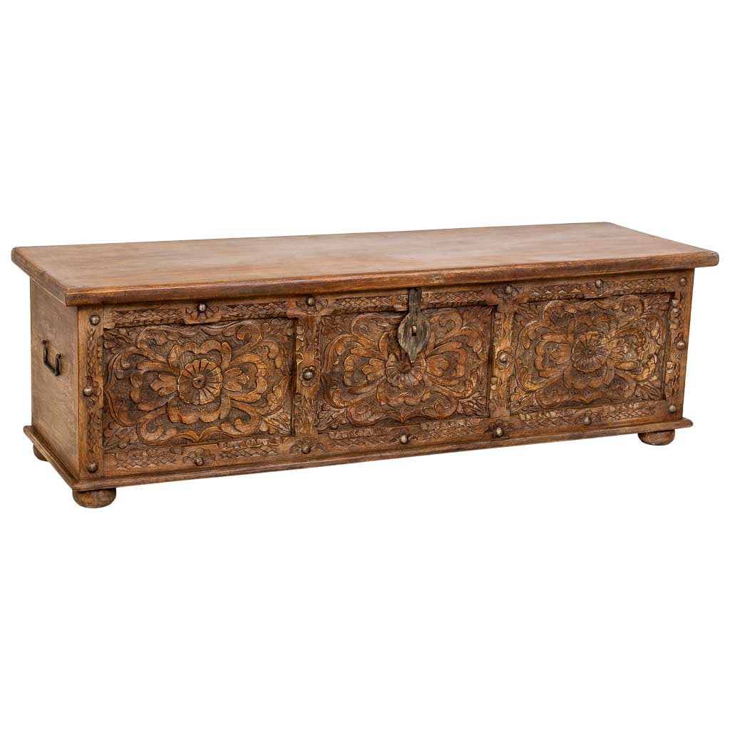 MUEBLE BAÚL BAJO DALIAN ARTESANAL DE MADERA MACIZA image 0