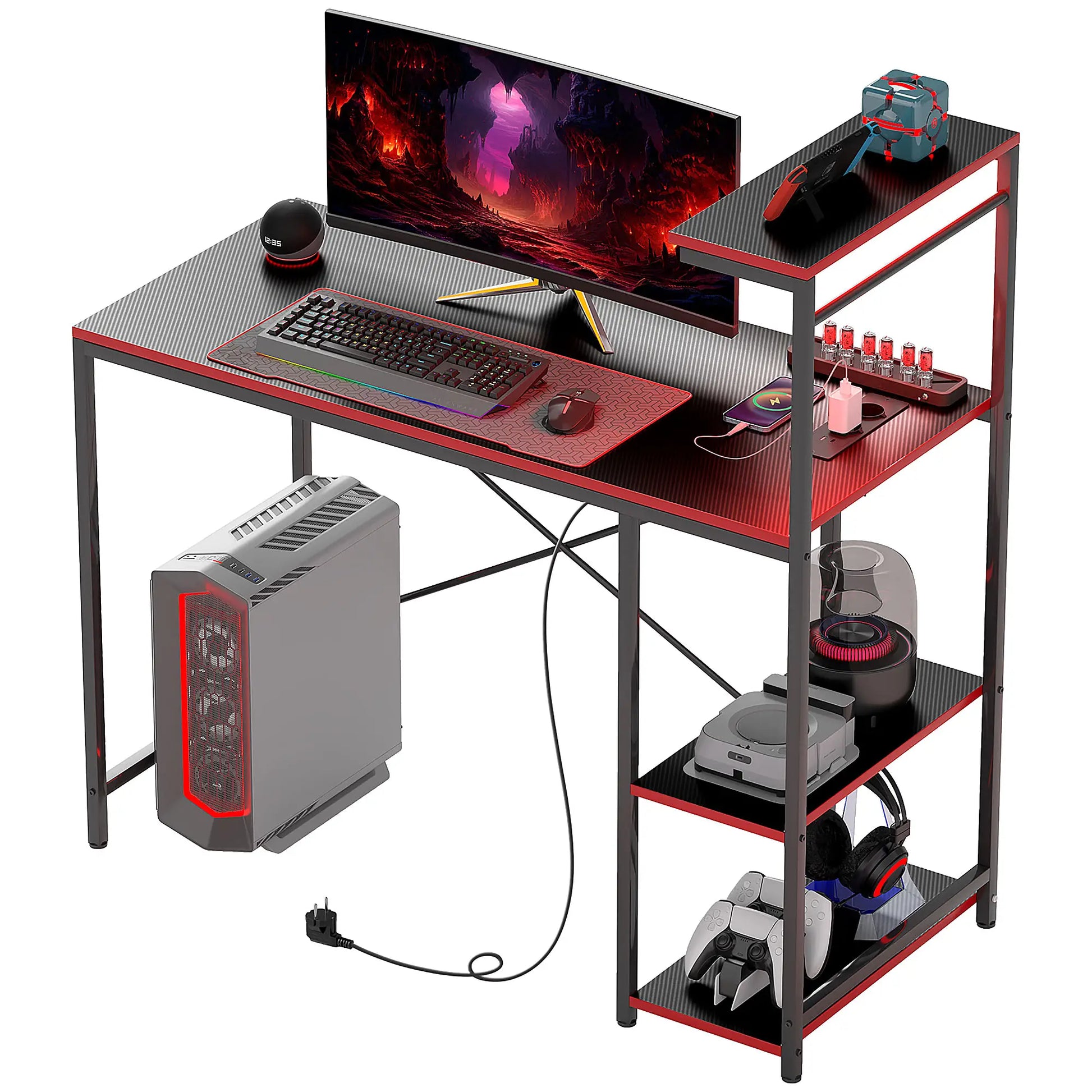 ESCRITORIO GAMING NEXUS CARBON RGB 110 CON LUCES LED image 1