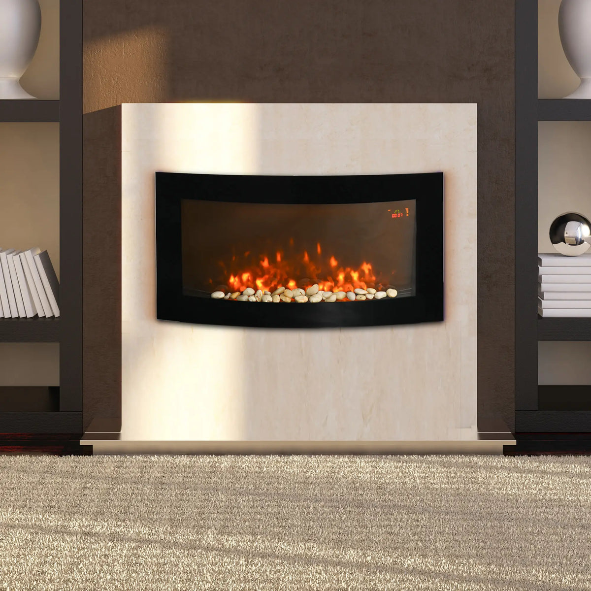 🔥 CHIMENEA ELÉCTRICA WALL FLAME 90 – DE PARED NEGRA CON LED MULTICOLOR Y MANDO A DISTANCIA