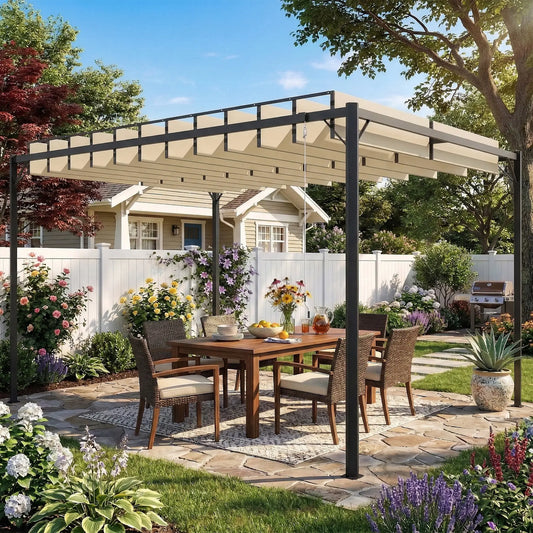 🌿 Pérgola VENTO 3x4 m Techo Ajustable Crema