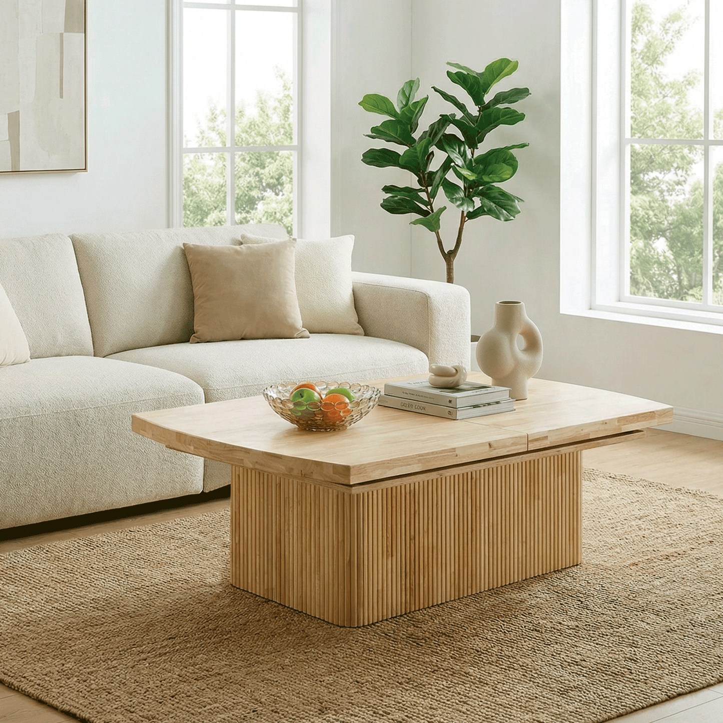 🪵 Mesa de Centro Elevable y Extensible Michelle Eléctrica – Convertible en Mesa de Comedor 120-160-200 cm Color Nordish