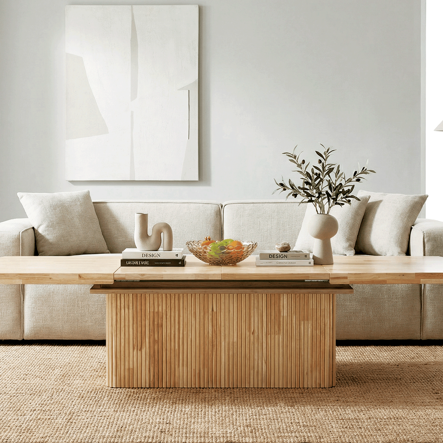 🪵 Mesa de Centro Elevable y Extensible Michelle Eléctrica – Convertible en Mesa de Comedor 120-160-200 cm Color Nordish