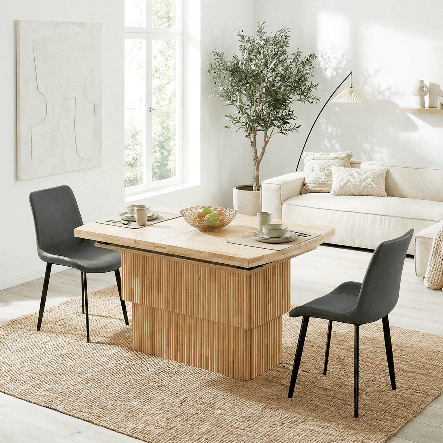 🪵 Mesa de Centro Elevable y Extensible Michelle Eléctrica – Convertible en Mesa de Comedor 120-160-200 cm Color Nordish